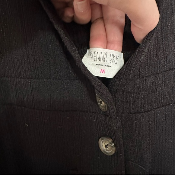 Black coveralls casual button up stretchy - Picture 4 of 4